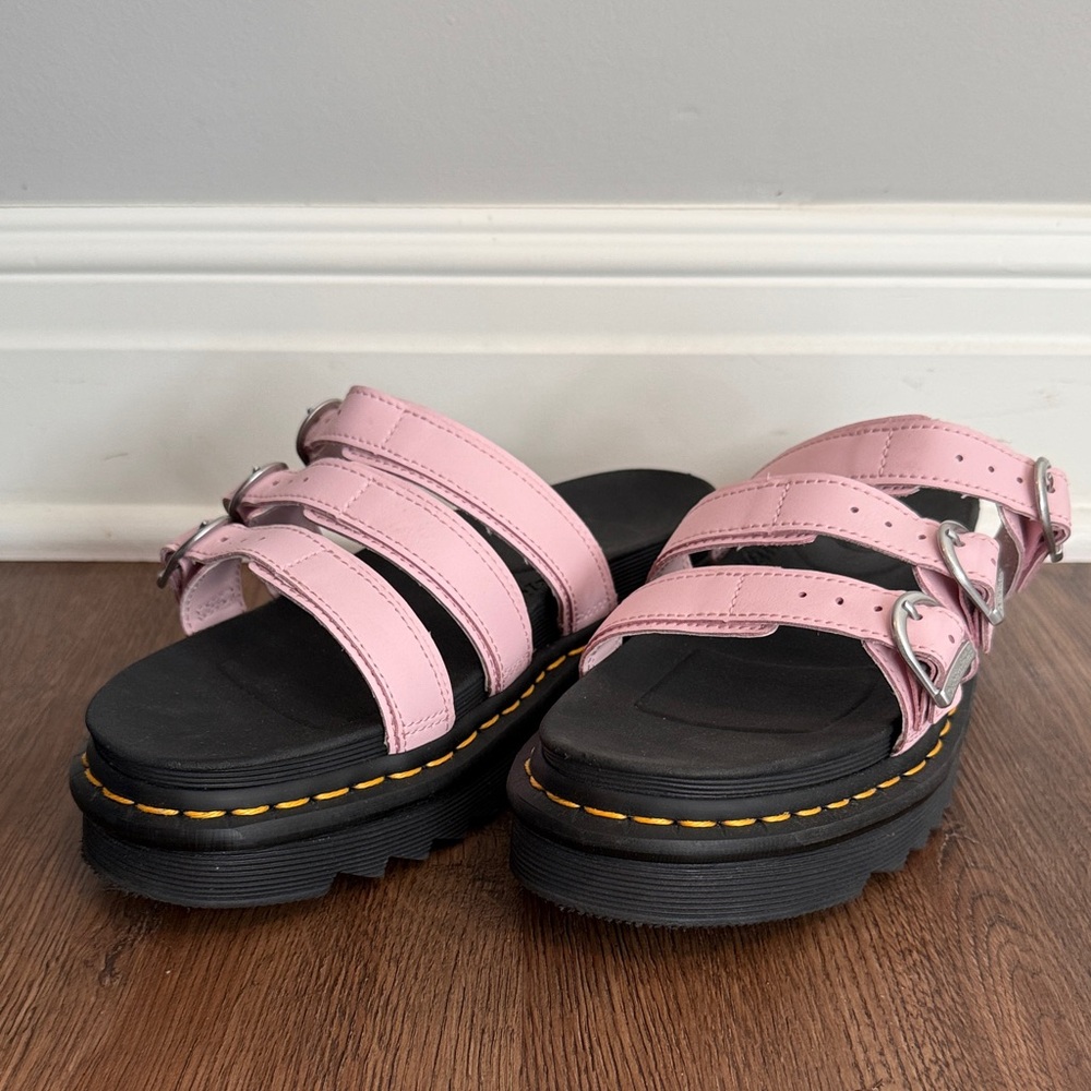 Dr. Martens Pink Triple-Strap Blaire Platform Sandals